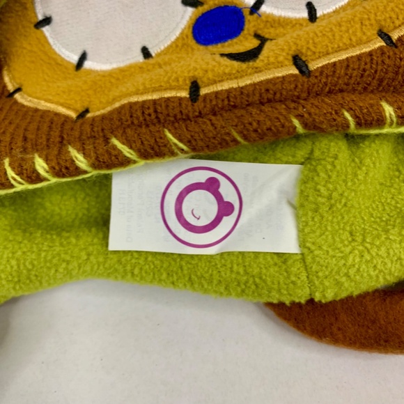 Pair of  kids / youth 🐵 FLIPEEZ HUGGY THE MONKEY tan, blue and green beanie/hat - Picture 6 of 9